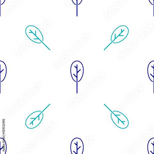 Blue Spinach icon isolated seamless pattern on white background. Vector