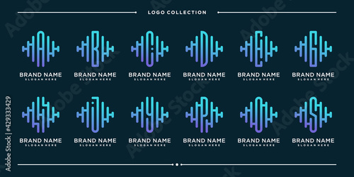Monogram creative letter pulse logo design template