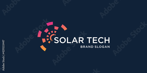 Abstract logo template with solar panel concept Premium Vector