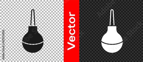 Black Enema icon isolated on transparent background. Enema with a plastic tip. Medical pear. Vector