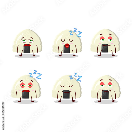 Cartoon character of onigiri with sleepy expression