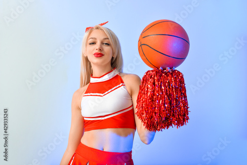 Beautiful cheerleader with ...