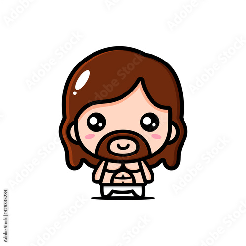 cute cartoon jesus vector design has a stocky body