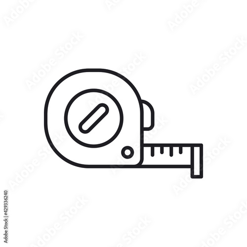Measure tape line icon. Simple outline style. Meter, length, metric, size concept for app and web. Vector illustration isolated on white background. EPS 10.