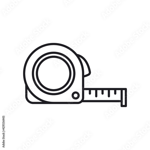 Measure tape line icon. Simple outline style. Meter, length, metric, size concept for app and web. Vector illustration isolated on white background. EPS 10.