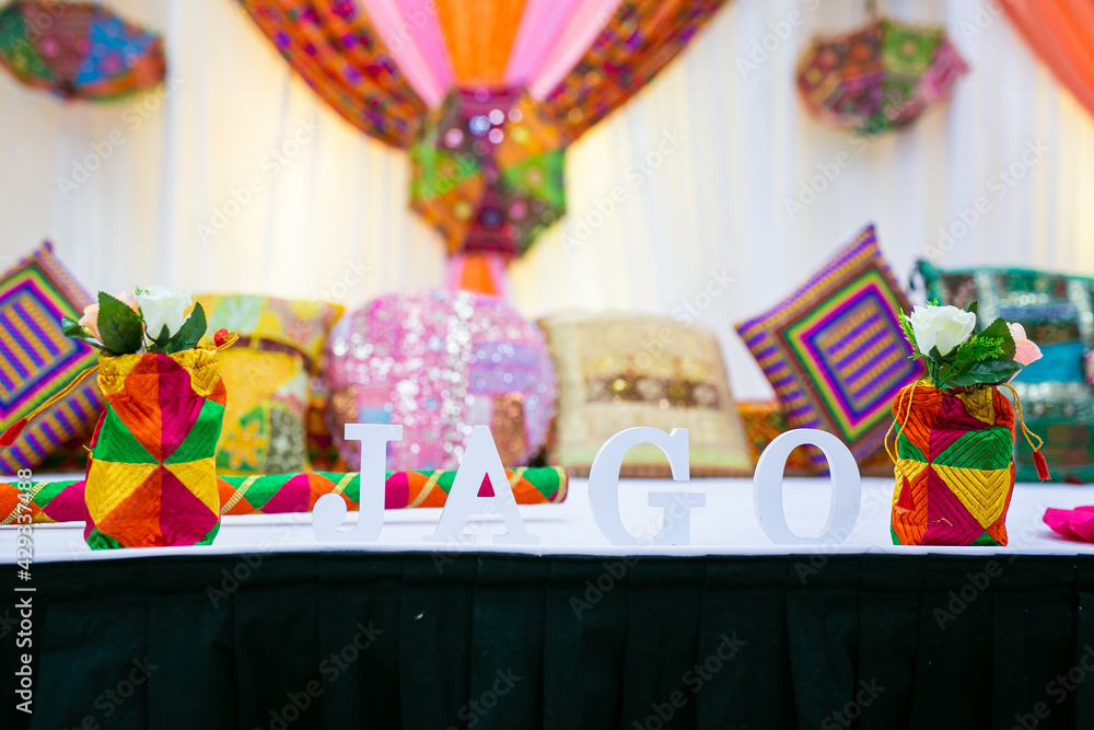 Indian Punjabi Jago pre wedding ceremony interiors and decorations