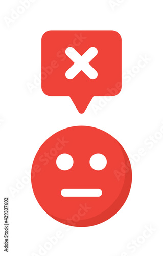 Deny emoticon isolate on white background.