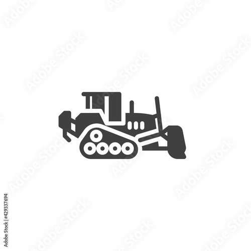 Loader bulldozer vector icon