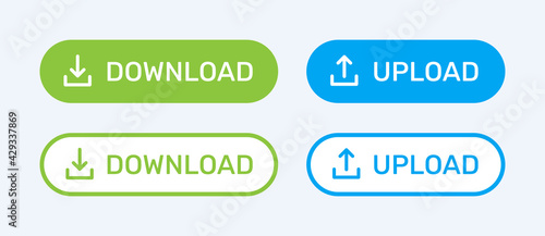 Download and upload button set. photo