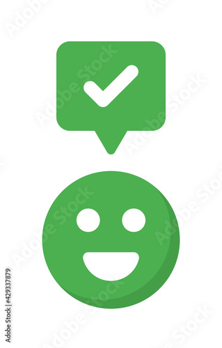 Smiley or emoticon approval satisfy vector icon.