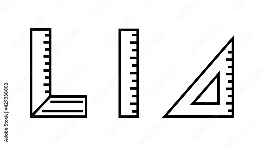 ruler, angle, triangle vector line icon set design. Tools symbol illustration ruler, angle, triangle vector line icon set design. Tools symbol illustration