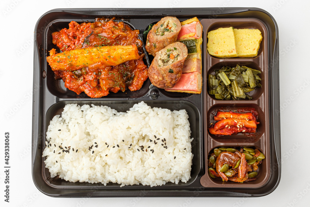 Korean lunch box on white background Stock Photo | Adobe Stock