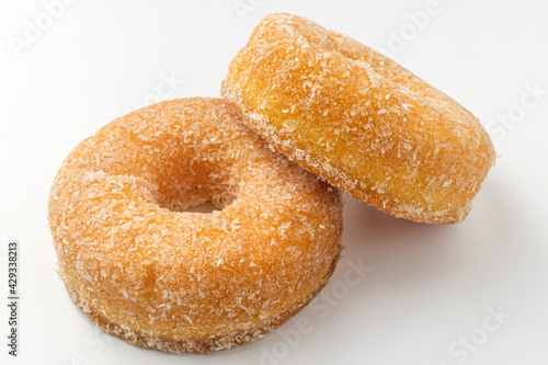 Coconut donut on white background