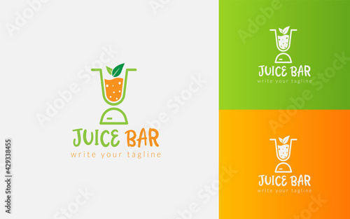 juice bar logo design, fruit juice logo design template