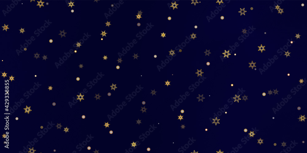 Gold snowflakes holiday seamless pattern.