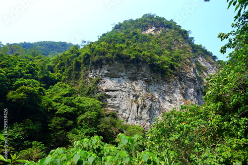 Shakadang Trail, a path carved into the wall of a marble cliff in Taroko National Park, Hualien, Taiwan