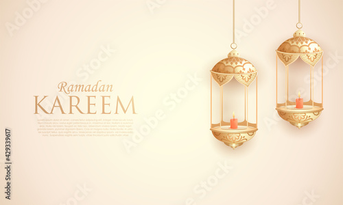 vector illustration of Islamic celebration background with text Ramadan Kareem