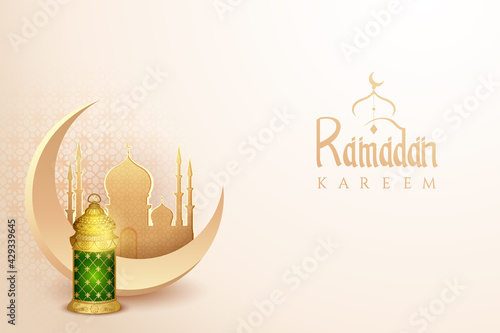 vector illustration of Islamic celebration background with text Ramadan Kareem