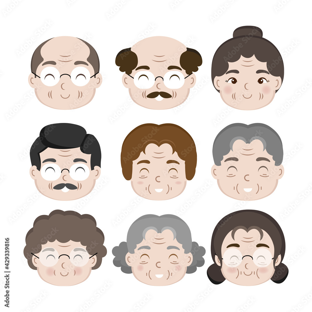 Old people cartoon avatars set. Cartoon illustration Old people cartoon avatars set. Cartoon illustration