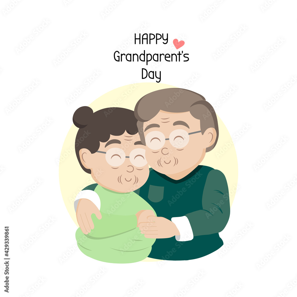 Happy Grandparents day greeting card. Grandmother and Grandfather cartoon characters. Happy Grandparents day greeting card. Grandmother and Grandfather cartoon characters.