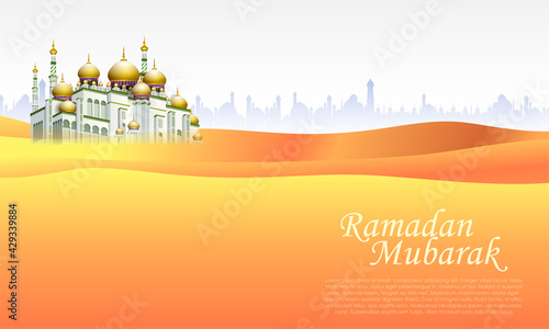 vector illustration of Islamic celebration background with text Ramadan Kareem