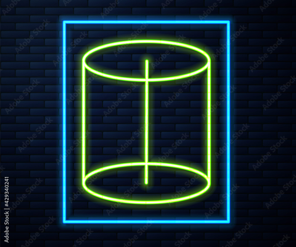 Glowing neon line Geometric figure icon isolated on brick wall background. Abstract shape. Geometric ornament. Vector Glowing neon line Geometric figure icon isolated on brick wall background. Abstract shape. Geometric ornament. Vector