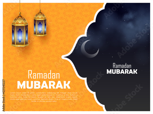 vector illustration of Islamic celebration background with text Ramadan Kareem