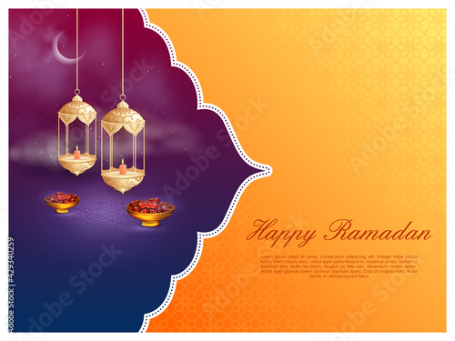 vector illustration of Islamic celebration background with text Ramadan Kareem