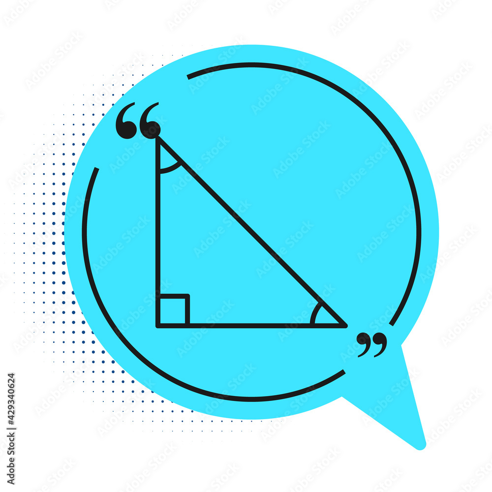 Black line Triangle math icon isolated on white background. Blue speech bubble symbol. Vector Black line Triangle math icon isolated on white background. Blue speech bubble symbol. Vector