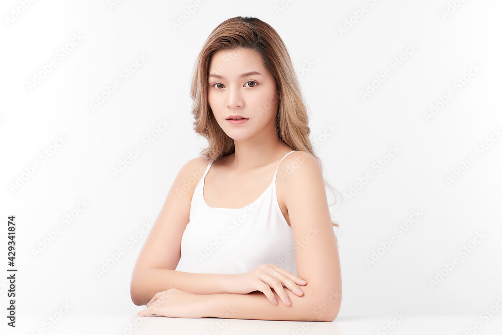 Beautiful young asian woman with clean fresh skin on white background, Face care, Facial treatment, Cosmetology, beauty and spa, Asian women portrait Beautiful young asian woman with clean fresh skin on white background, Face care, Facial treatment, Cosmetology, beauty and spa, Asian women portrait