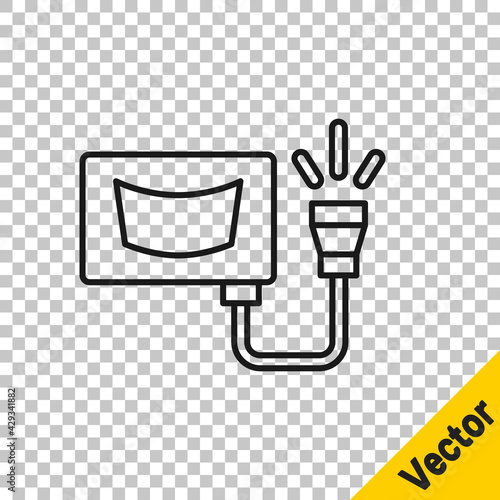 Black line Ultrasound icon isolated on transparent background. Medical equipment. Vector