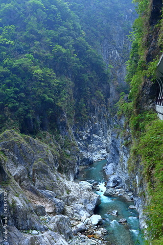 Jiuqudong Tunnel of Nine Turns in Taroko National Park in Xiulin, Hualien, Taiwan 