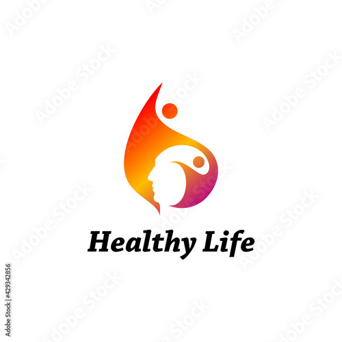 abstract happy healthy life. human wellness and fitnes lifestyle logo
