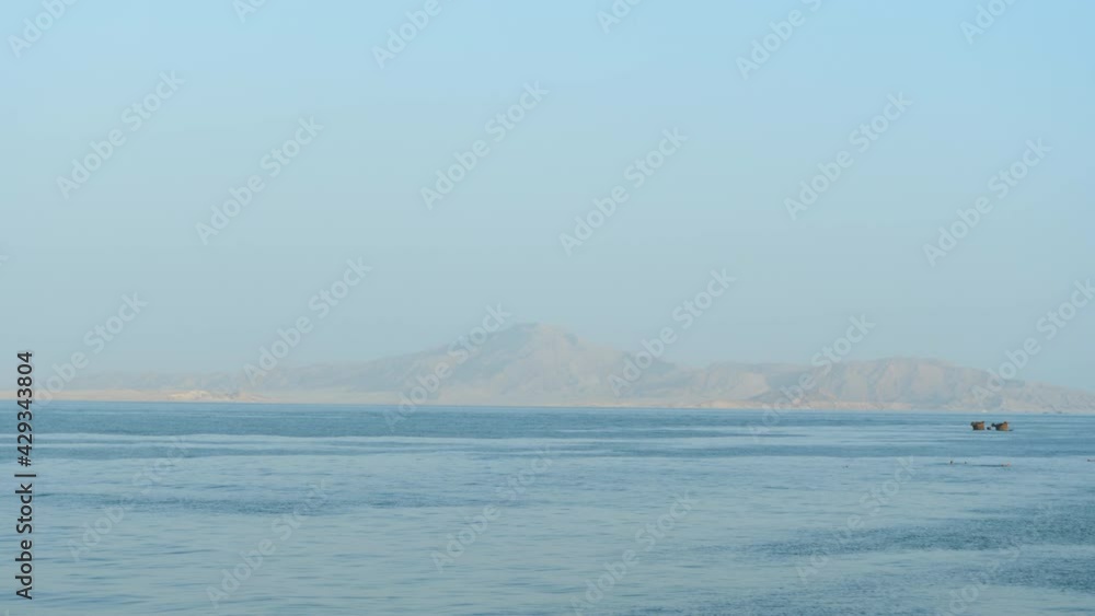 Beautiful seascape with Tiran Island in background. Static Beautiful seascape with Tiran Island in background. Static