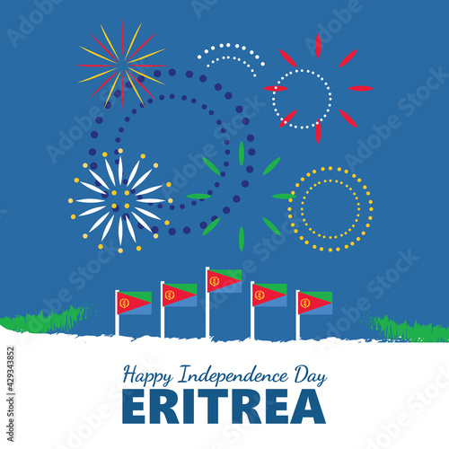 Eritrea independence day celebration illustration with fireworks