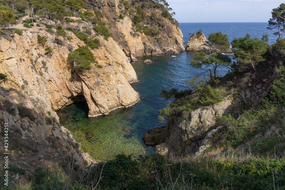 View of the cove FORADADA in COSTA BRAVA from the top of the mountain