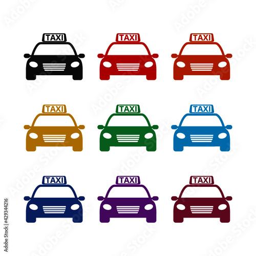Taxi icon isolated on white background color set