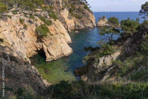 View of the cove FORADADA in COSTA BRAVA from the top of the mountain