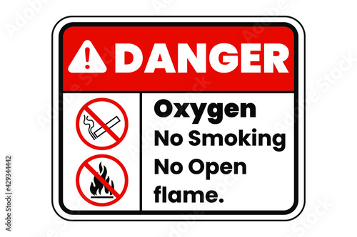 Danger sign: Oxygen. No smoking. No open flames. Eps10 vector illustration.
