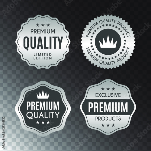 Set Silver labels and badges of seal quality stock vector. Eps 10 vector illustration.