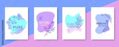 abstract set floral backgrounds for instagram posts. Vector templates in boho style with copy space for text