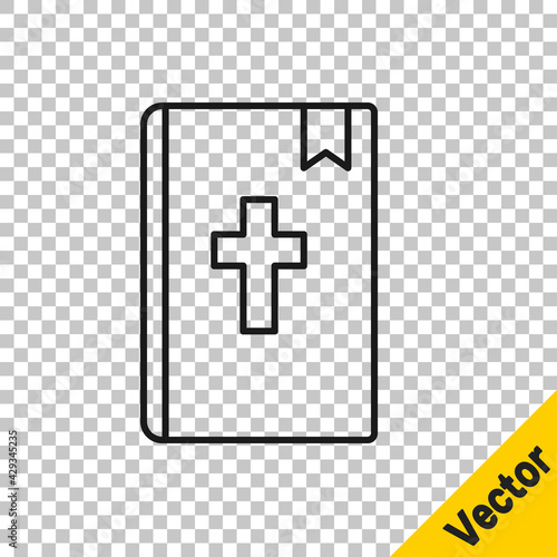 Black line Holy bible book icon isolated on transparent background. Vector
