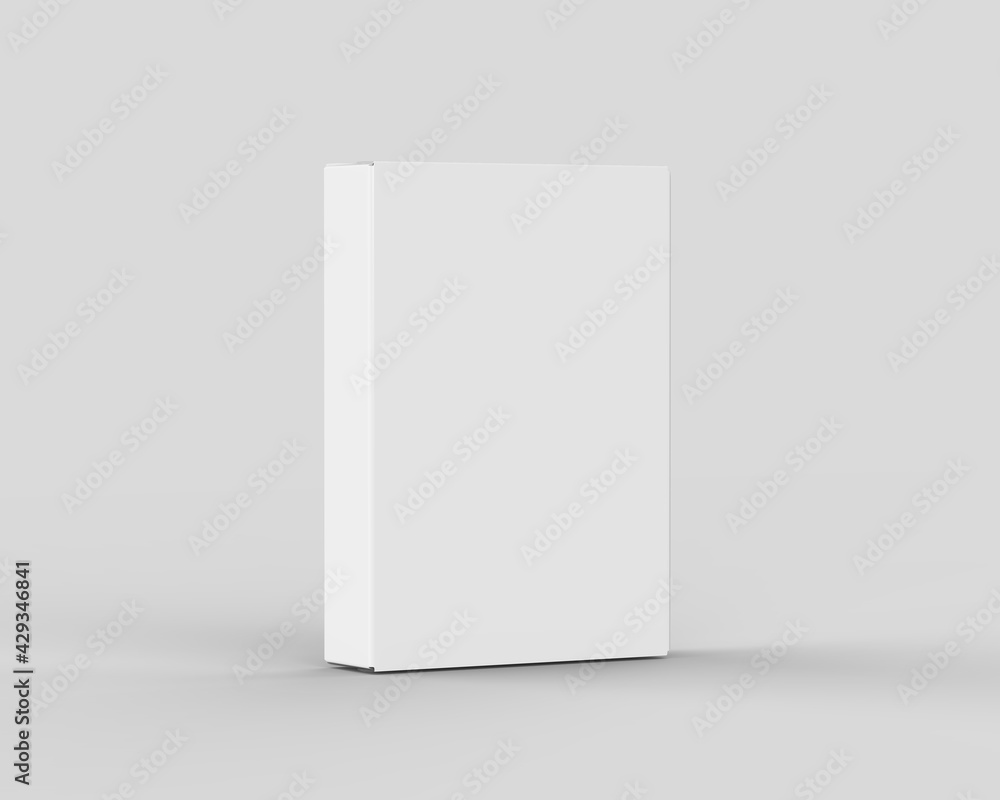 Blank white food cardboard box mockup template on isolated white background, ready for design presentation, 3d illustration Blank white food cardboard box mockup template on isolated white background, ready for design presentation, 3d illustration