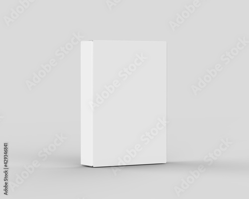 Blank white food cardboard box mockup template on isolated white background, ready for design presentation, 3d illustration