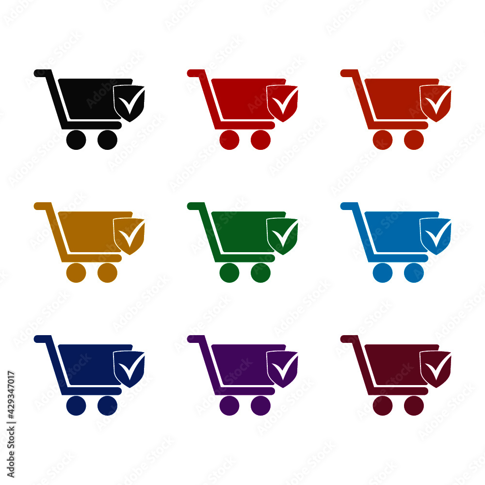 Shopping Cart Icon isolated on white background color set