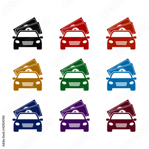 Buy a car icon isolated on white background color set