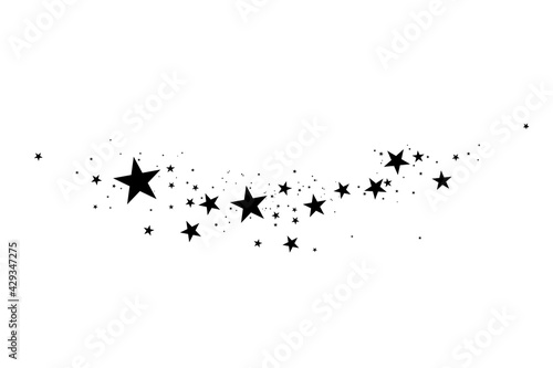 Stars on a white background. Black star shooting with an elegant star.Meteoroid, comet, asteroid, stars. photo
