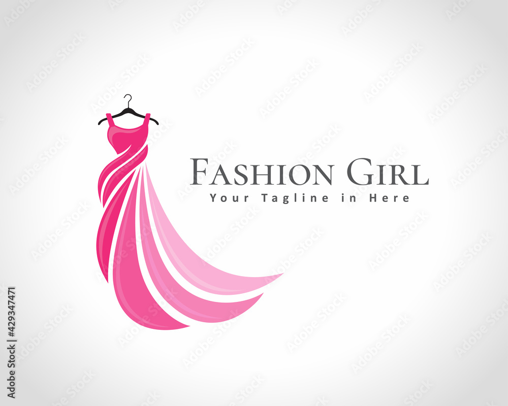 abstract beauty women's dress fashion logo design illustration Stock ...