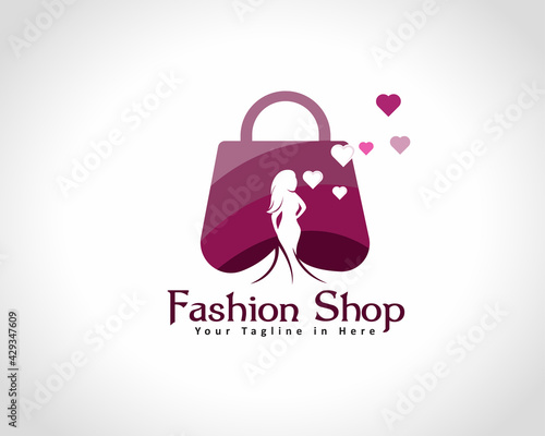 beauty women's bag fashion logo design illustration