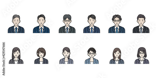 スーツ姿の男女　人々　会社員　アイコンセット